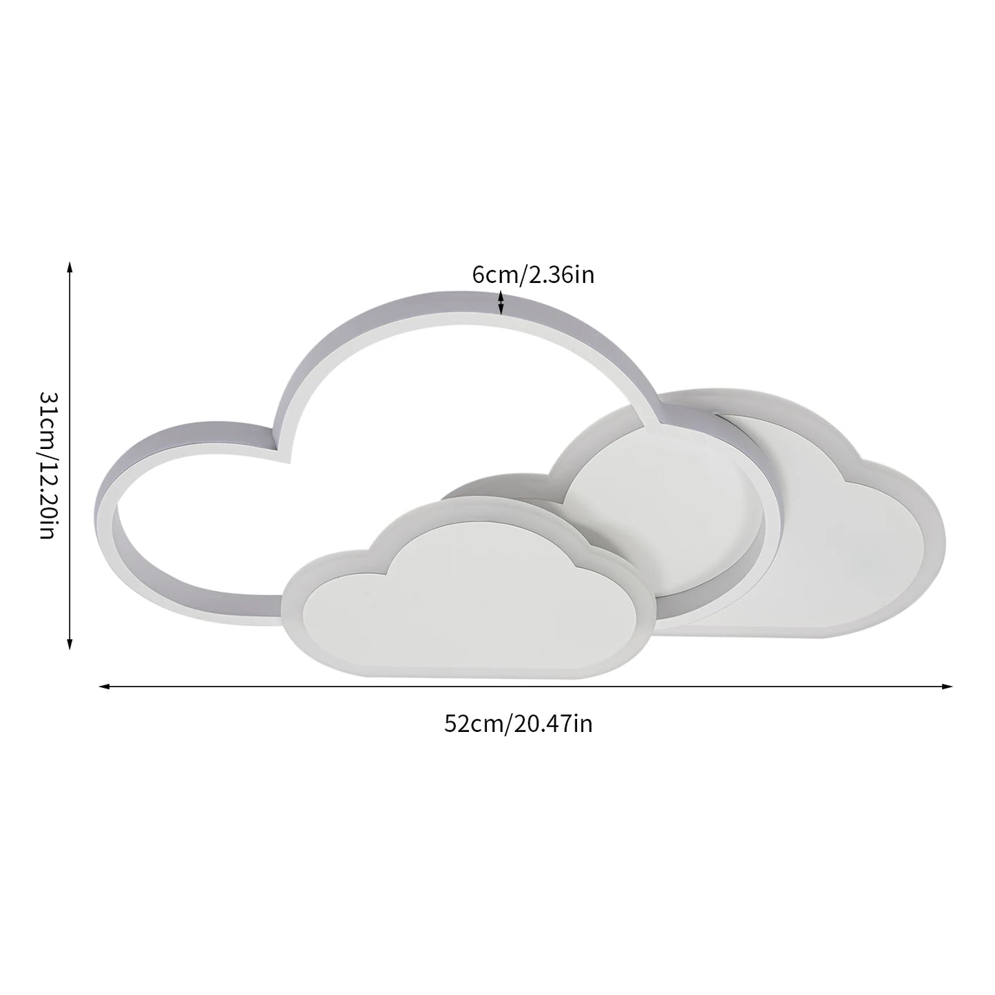 Cloud Shape LED Ceiling Light Fixture With 3 Color Lighting For Living Room