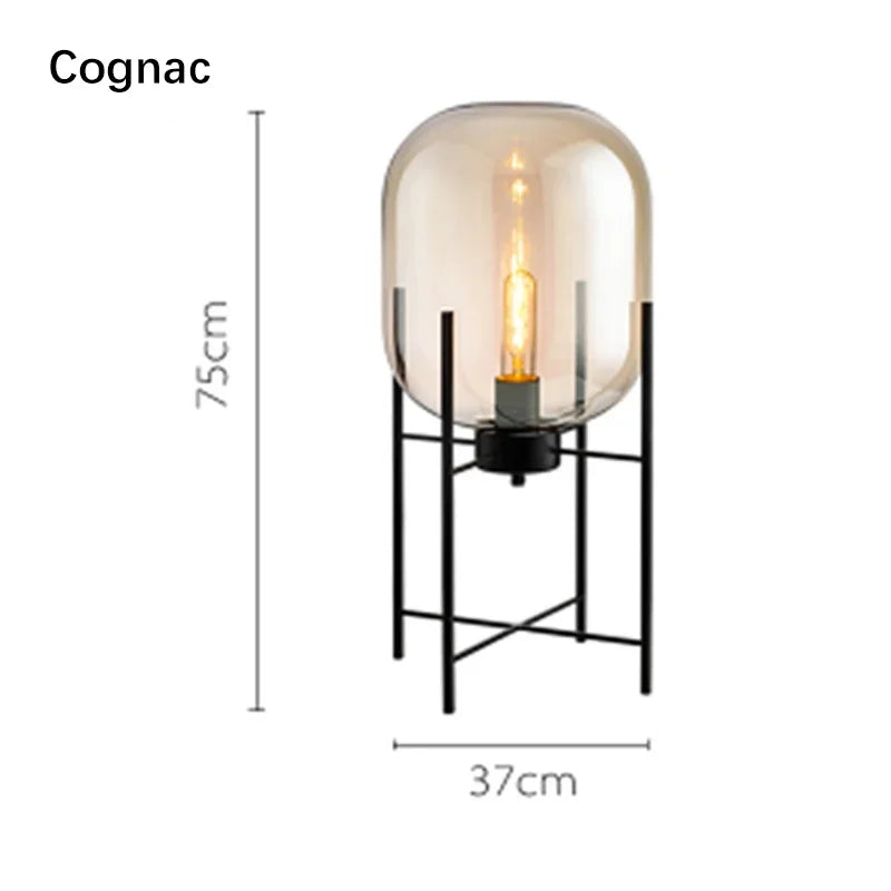 Nordic Glass LED Floor Lamp With Iron Base For Bedroom And Living Room