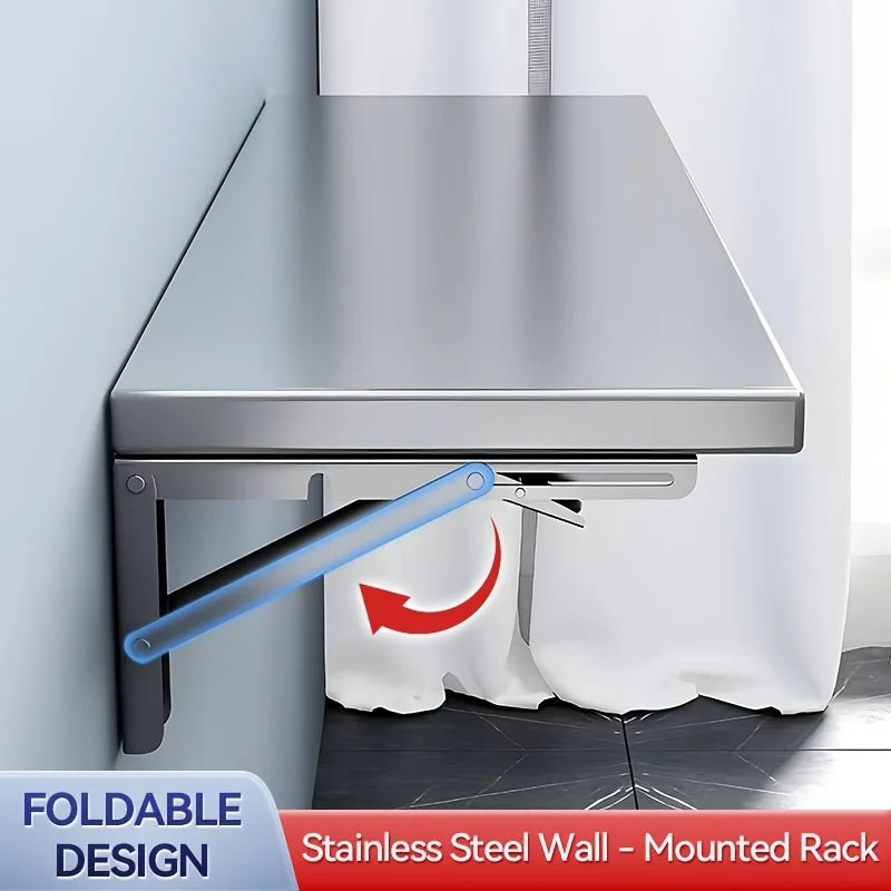 Stainless Steel Wall Mounted Foldable 4 Tier Kitchen Shelf