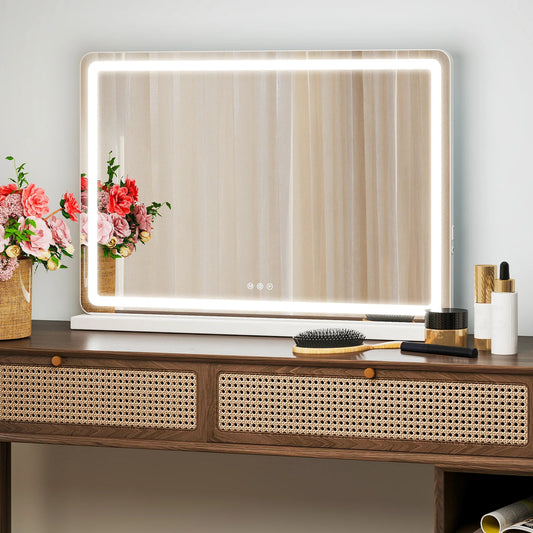 JHK LED Vanity Mirror With Lights Aluminum Frame Dimmable 3 Color Modes