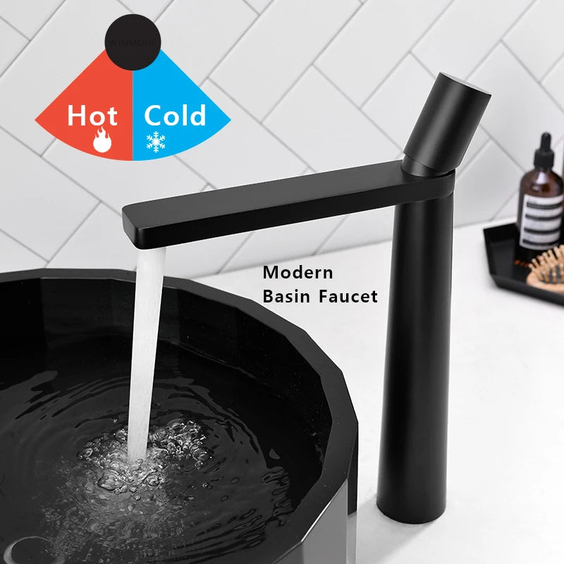 Brushed Gold Basin Faucet Brass Bathroom Sink Mixer Single Hole Deck Mounted