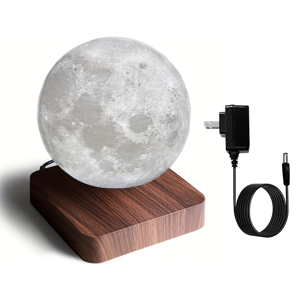 Magnetic Floating Moon Lamp With Wooden Base 3 Color Temperature LED Night Light