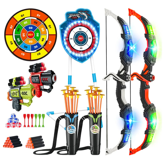 VATOS Night Light Archery Bow And Arrow Toy For Kids Indoor Outdoor Play