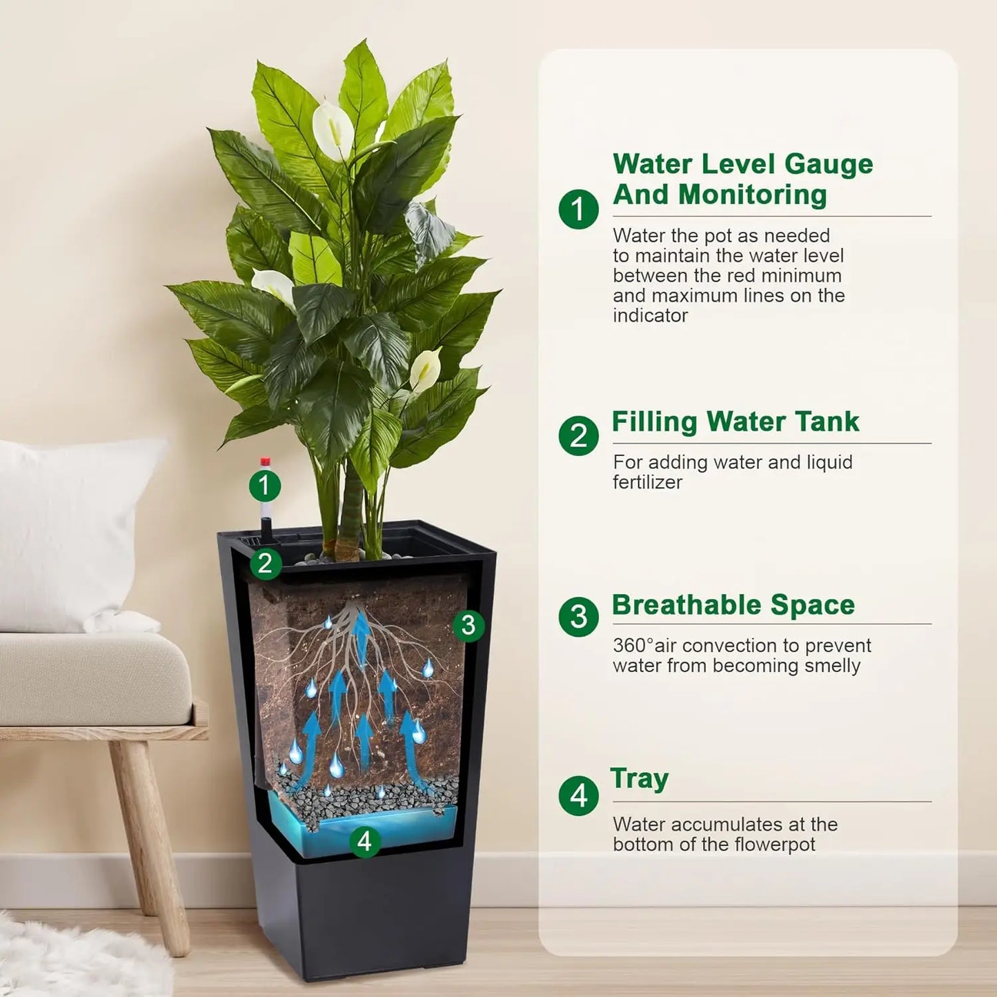 Elevate your space with this pair of 22.4-inch tall taper planters that blend rugged outdoor durability with refined indoor style.