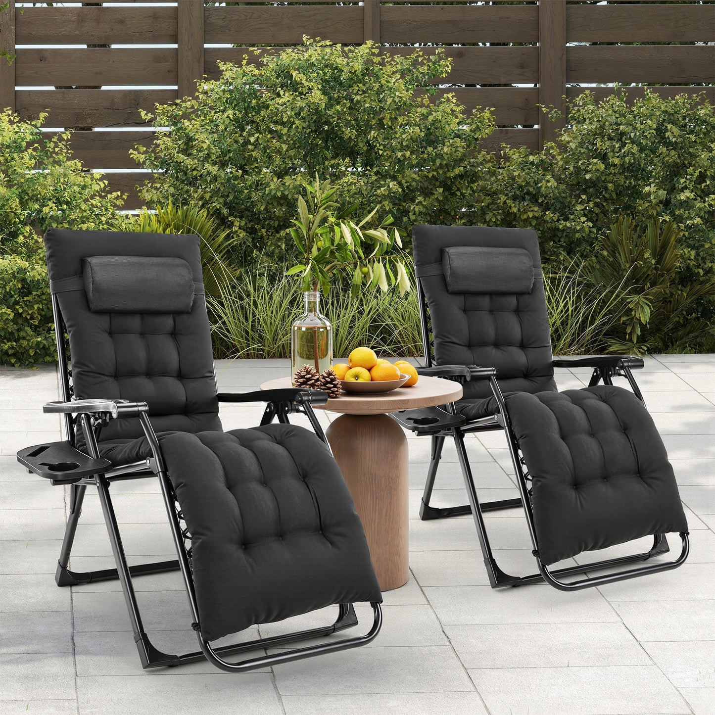 JHK Zero Gravity Recliner Folding Portable Lounge Chair With Cup Holder Trays