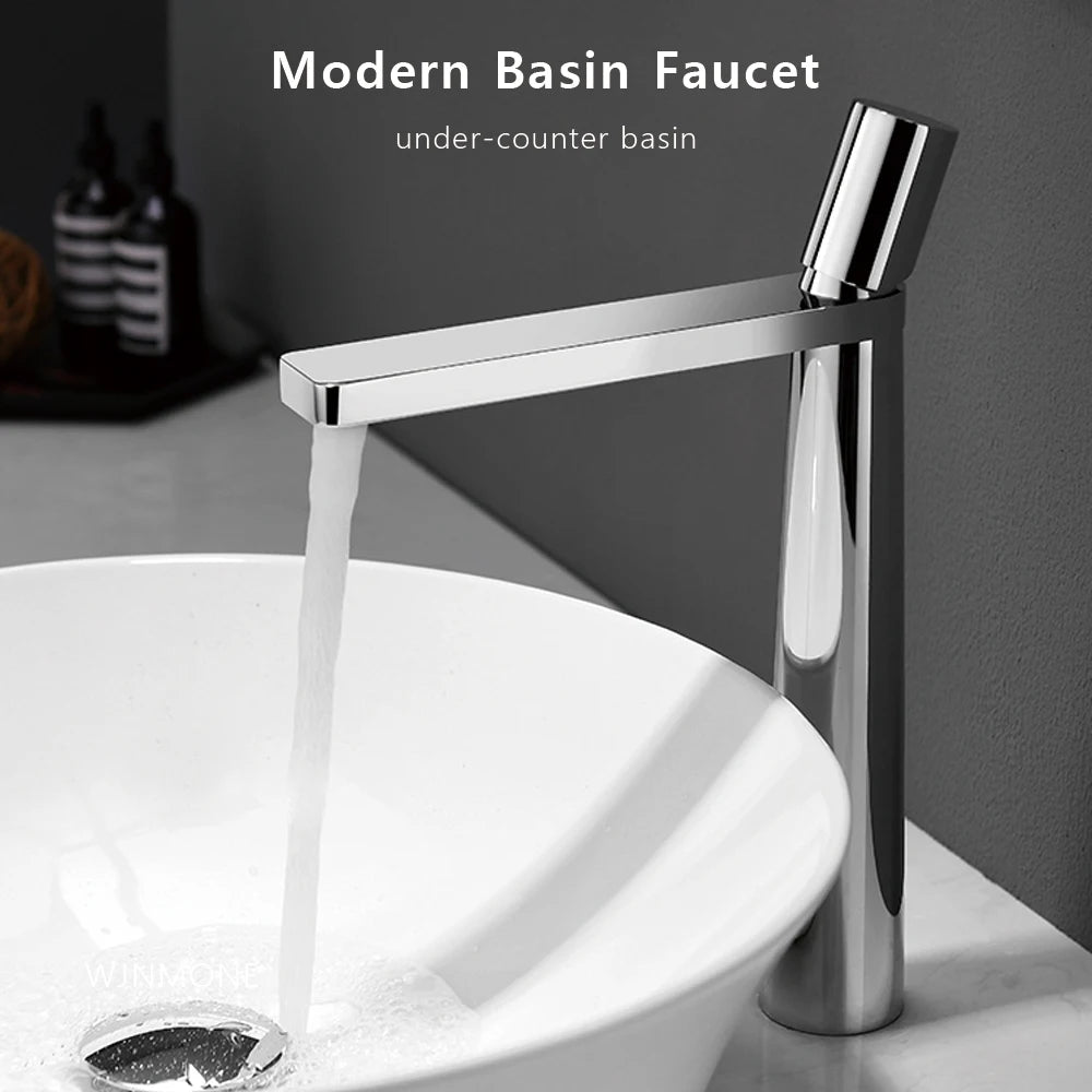 Brushed Gold Basin Faucet Brass Bathroom Sink Mixer Single Hole Deck Mounted