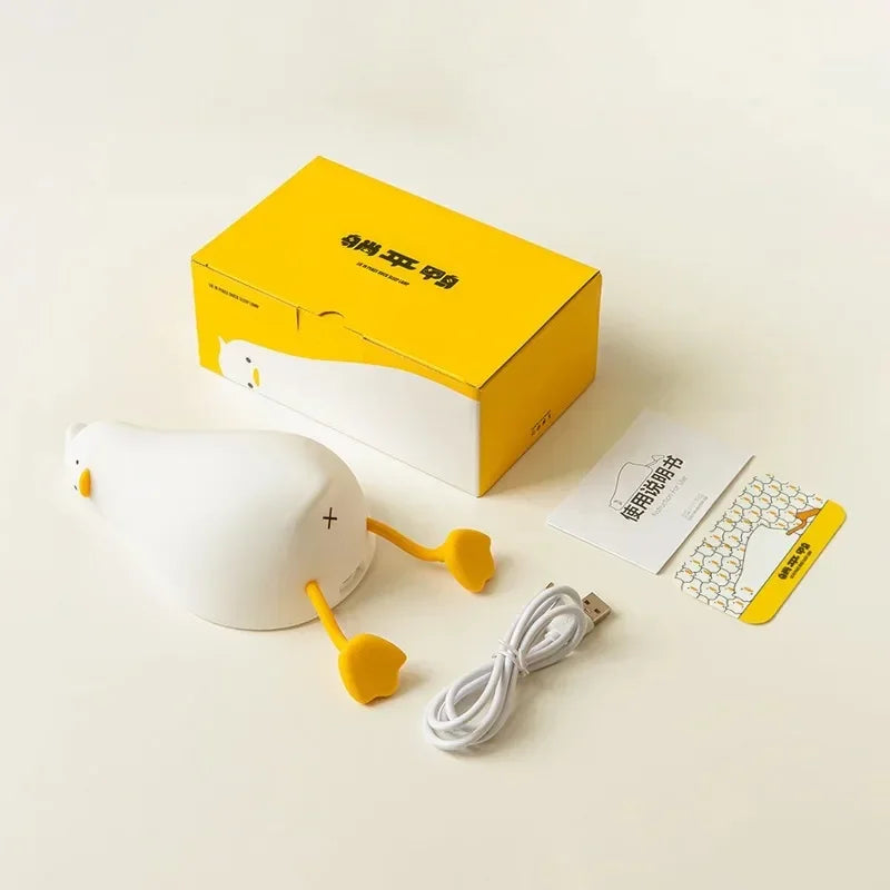 Duck Rechargeable LED Night Light Silicone Cartoon Lamp for Kids Bedside Decor