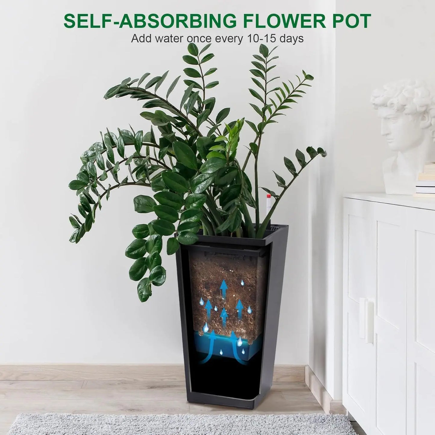 Elevate your space with this pair of 22.4-inch tall taper planters that blend rugged outdoor durability with refined indoor style.