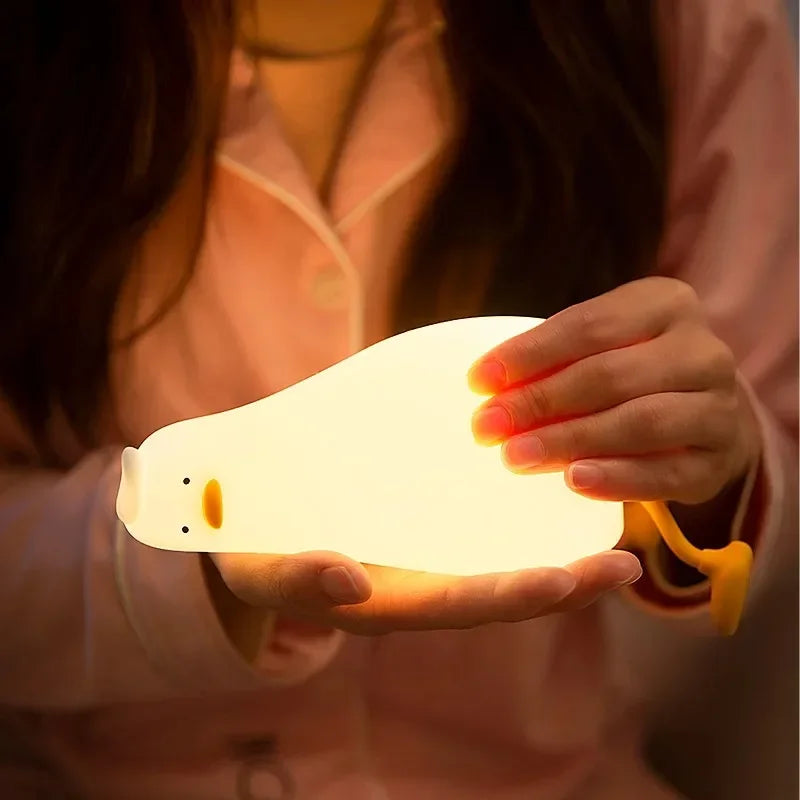 Duck Rechargeable LED Night Light Silicone Cartoon Lamp for Kids Bedside Decor