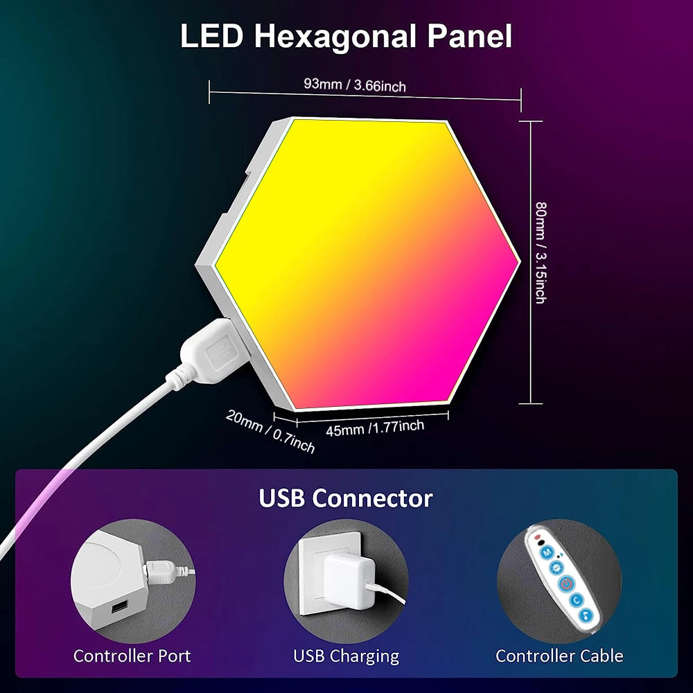 Light up your space with a hexagonal RGB wall lamp that shifts color to suit your mood, music, or game night.