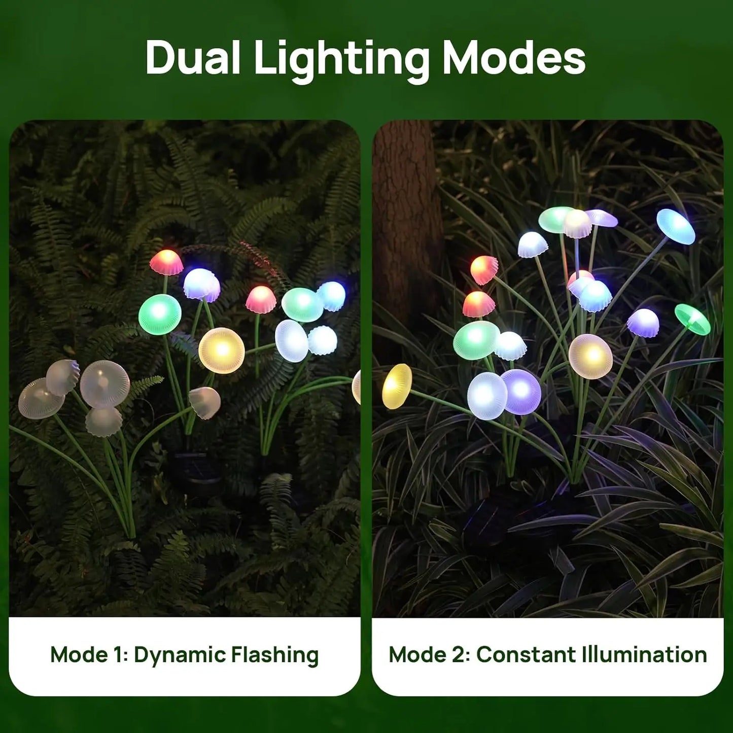 Solar Garden LED Jellyfish Mushroom Lights Dual Mode Waterproof For Pathway