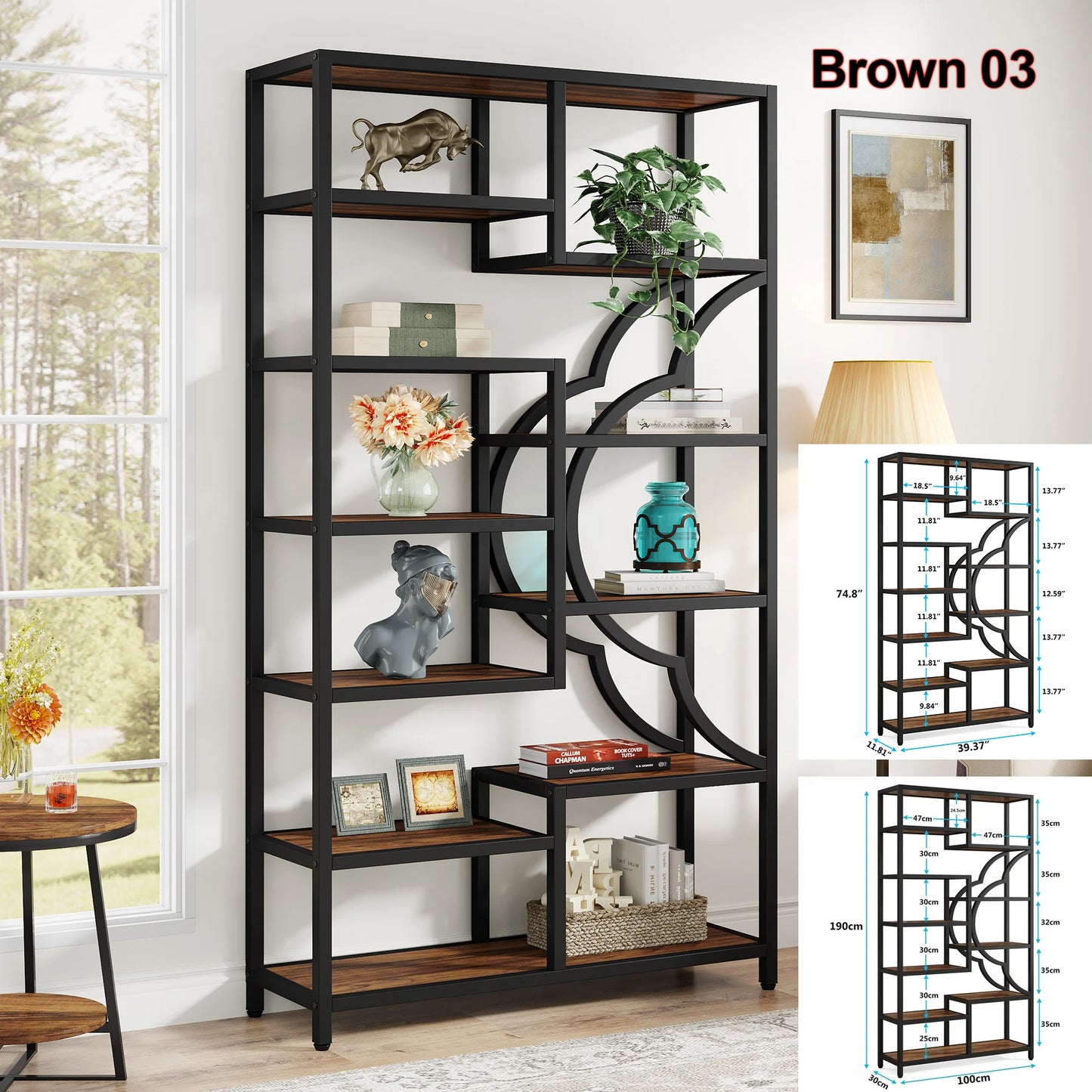 Tribesigns Industrial 5-Tier Etagere Bookcase Freestanding Shelf