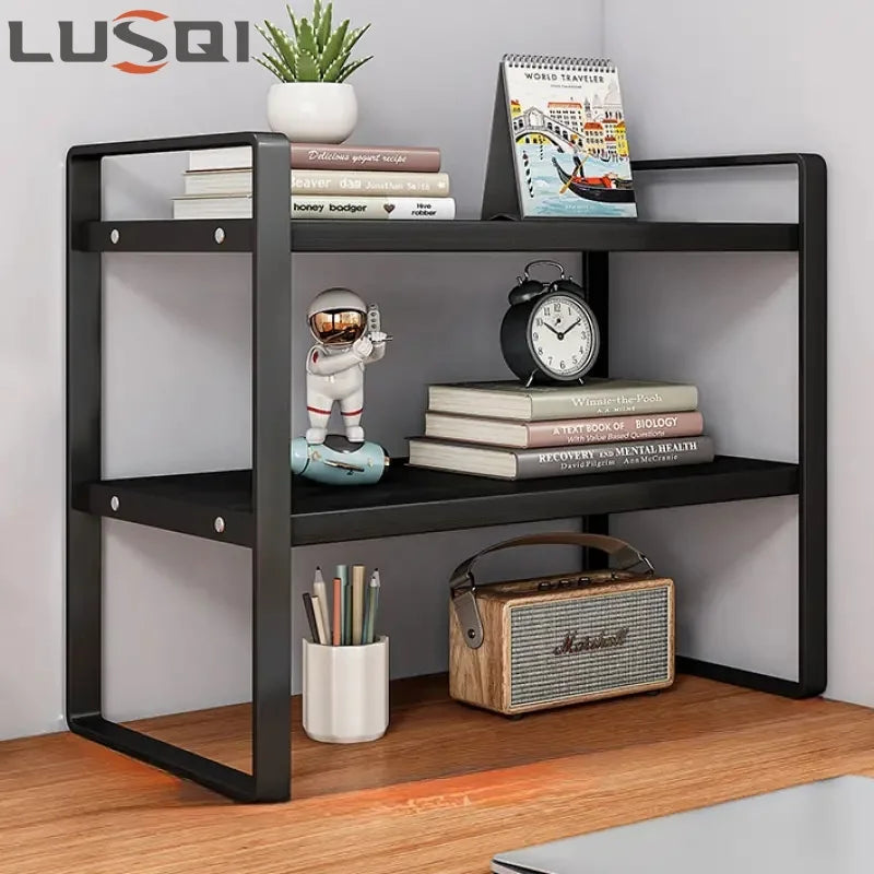 Elevate your workspace with this sleek, space-saving two-tier desk shelf that puts your essentials within easy reach.