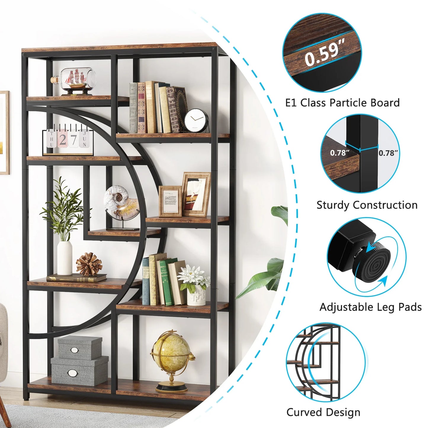 Tribesigns Industrial 5-Tier Etagere Bookcase Freestanding Shelf