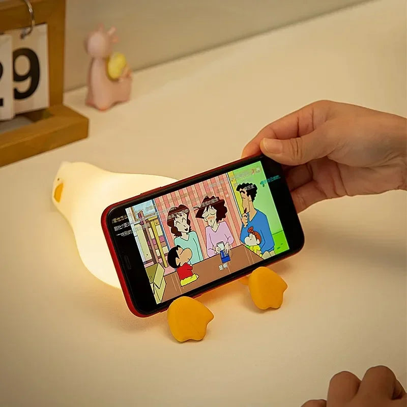 Duck Rechargeable LED Night Light Silicone Cartoon Lamp for Kids Bedside Decor