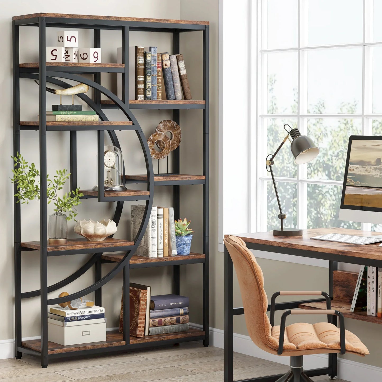Tribesigns Industrial 5-Tier Etagere Bookcase Freestanding Shelf