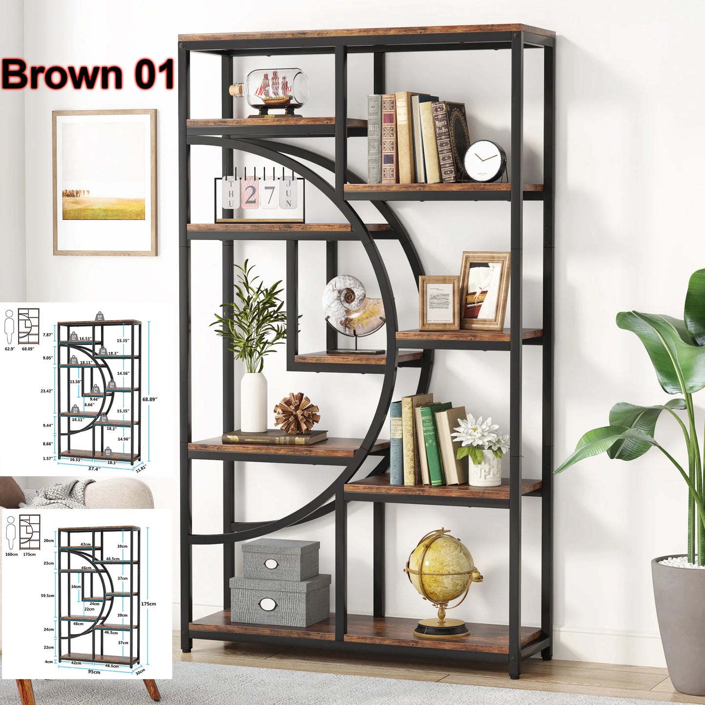 Tribesigns Industrial 5-Tier Etagere Bookcase Freestanding Shelf