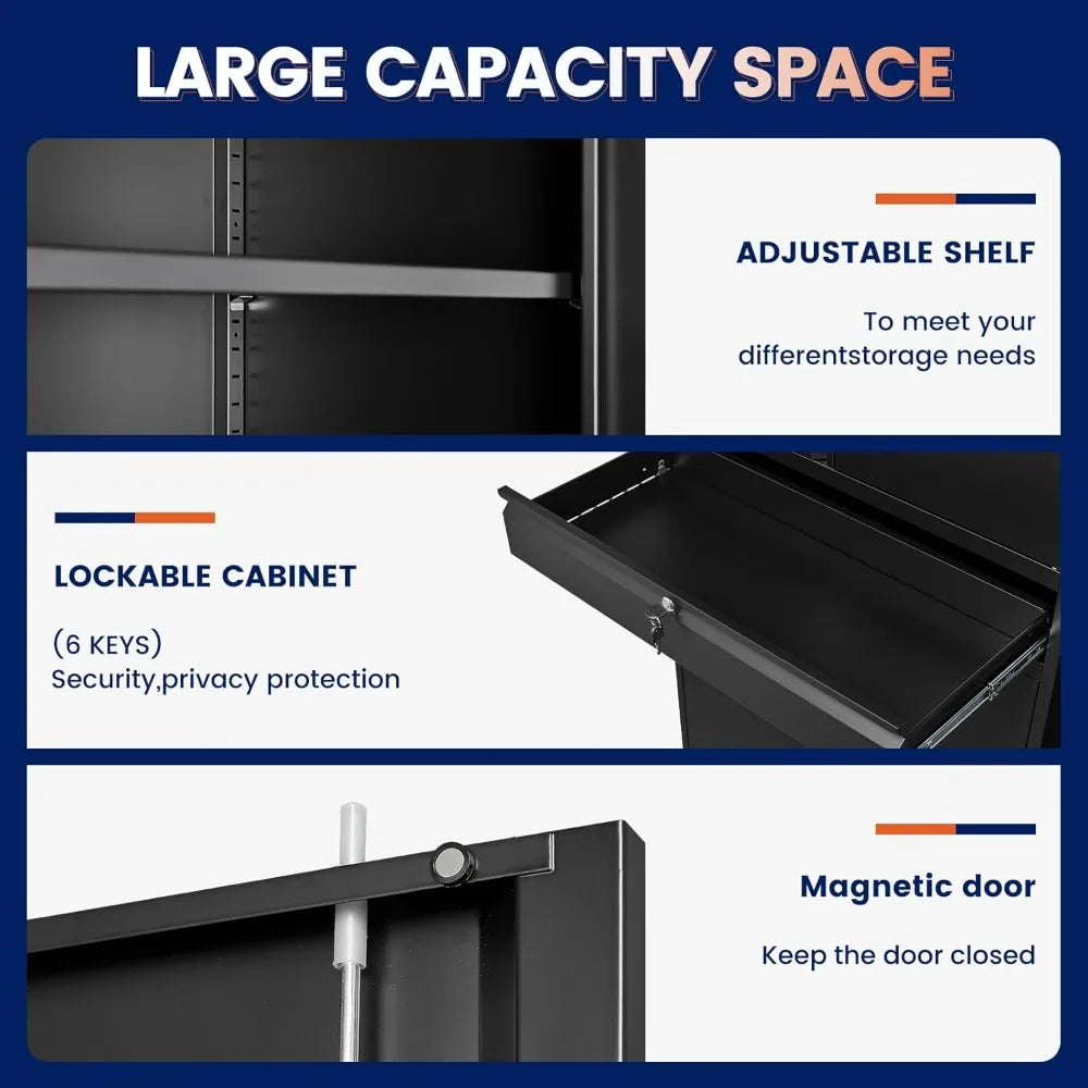 Metal Garage Storage Cabinet With Locking Doors And Adjustable Shelves 71 Inch