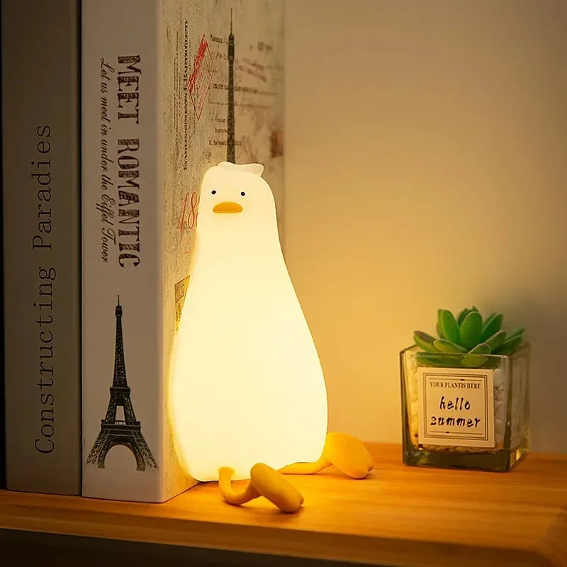 Duck Rechargeable LED Night Light Silicone Cartoon Lamp for Kids Bedside Decor