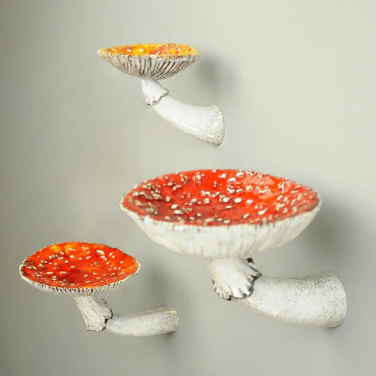 Resin Amanita Floating Shelf 7 10 13 Cm Wall Mounted Mushroom Keys Holder