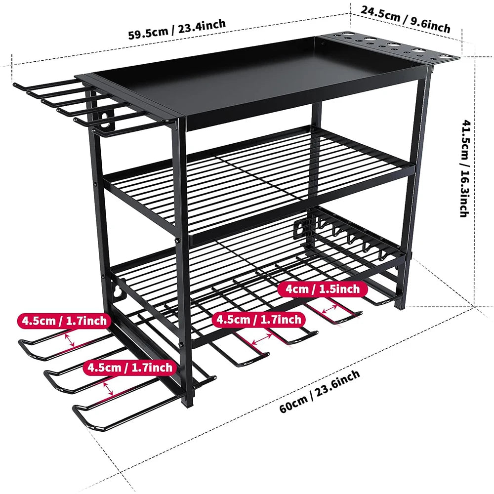 Transform your cluttered garage into a streamlined, efficient workshop with this versatile wall mounted tool rack that keeps every essential tool within reach.