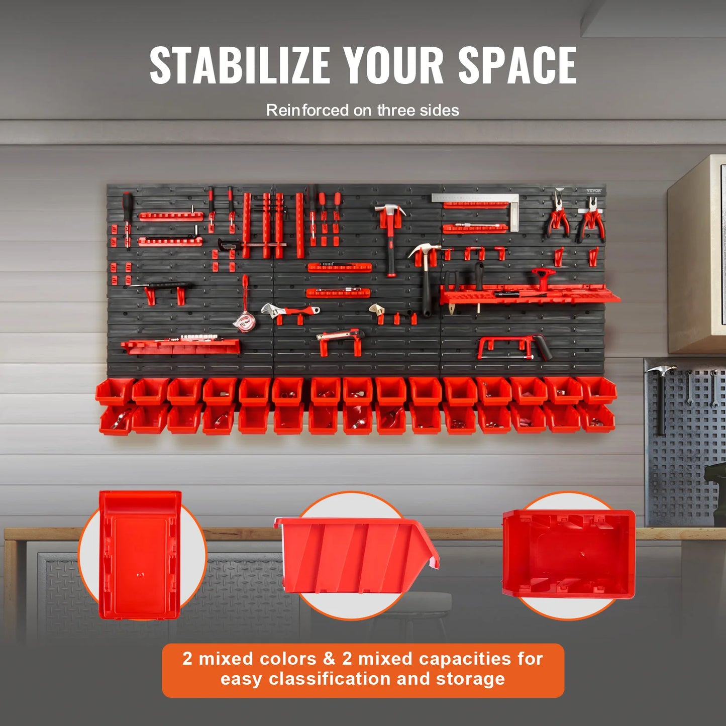 SucceBuy Wall Mounted Storage Bins 30 To 48 Bins Parts Rack Organizer