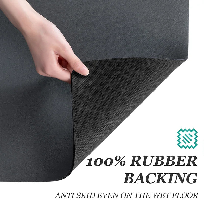 Keep spills in check with a large, ultra-absorbent mat that dries quickly, resists odors, and stays put through busy kitchen routines.