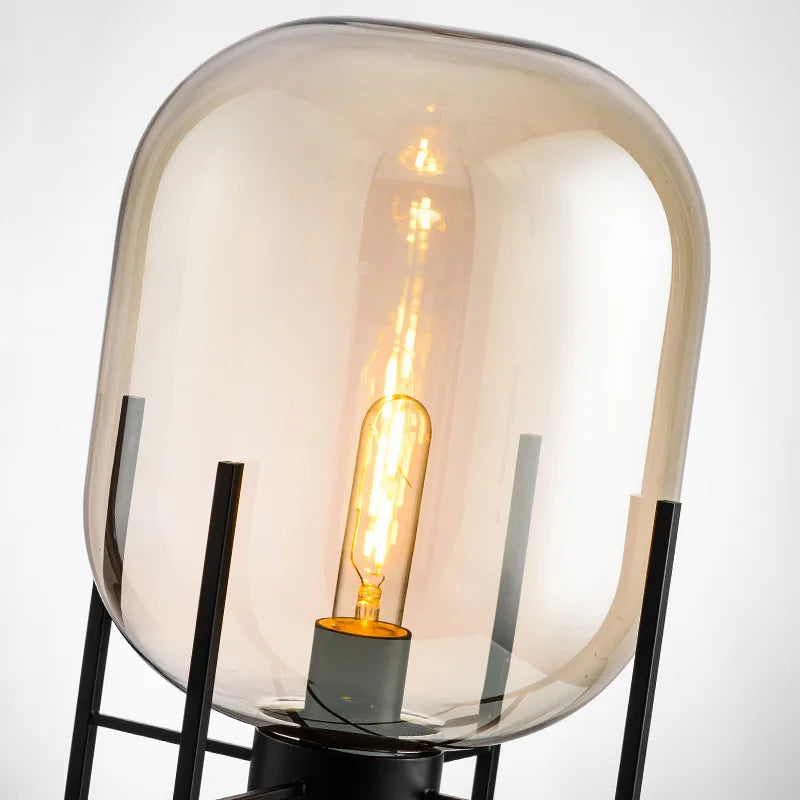 Nordic Glass LED Floor Lamp With Iron Base For Bedroom And Living Room