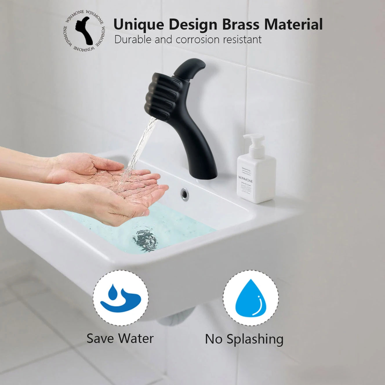Modern Brass Single Hole Deck Mounted Bathroom Faucet With Hot Cold Water