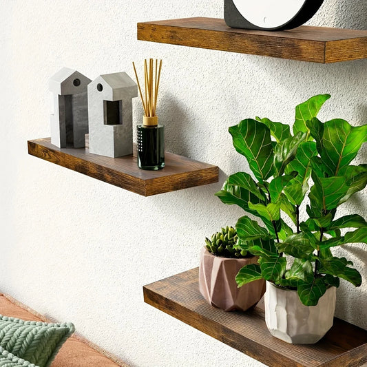 Wall Mounted Wooden Shelf For Living Room Bookshelf Straight Line Design