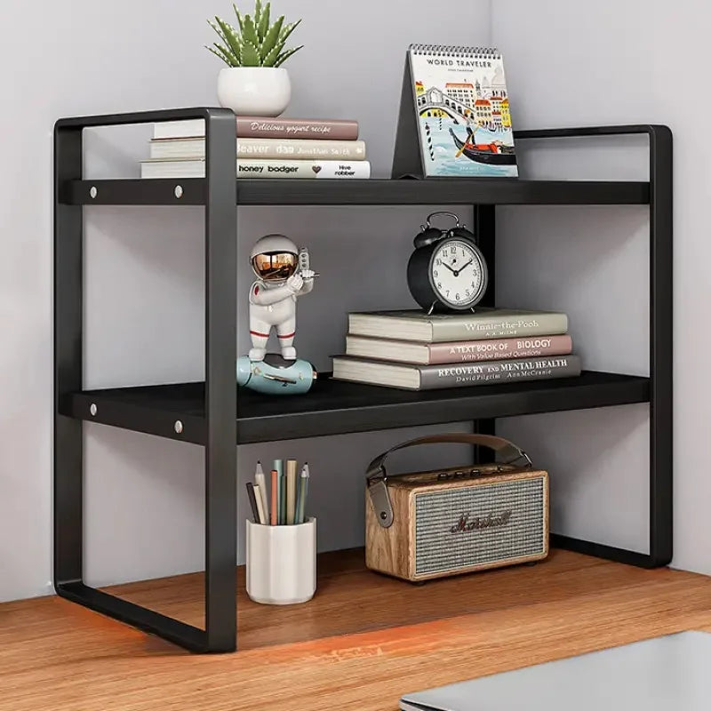 Elevate your workspace with this sleek, space-saving two-tier desk shelf that puts your essentials within easy reach.