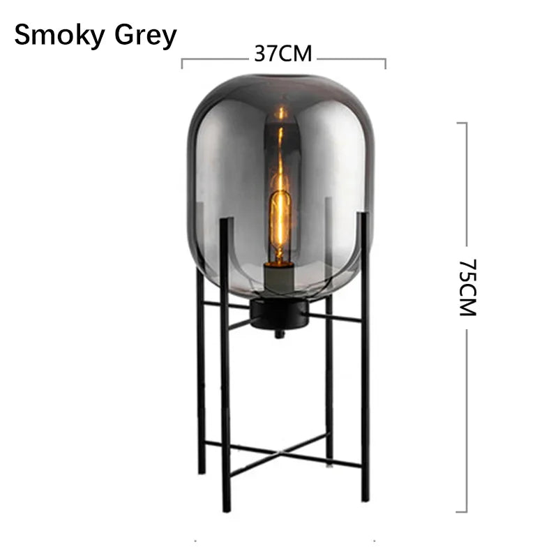 Nordic Glass LED Floor Lamp With Iron Base For Bedroom And Living Room