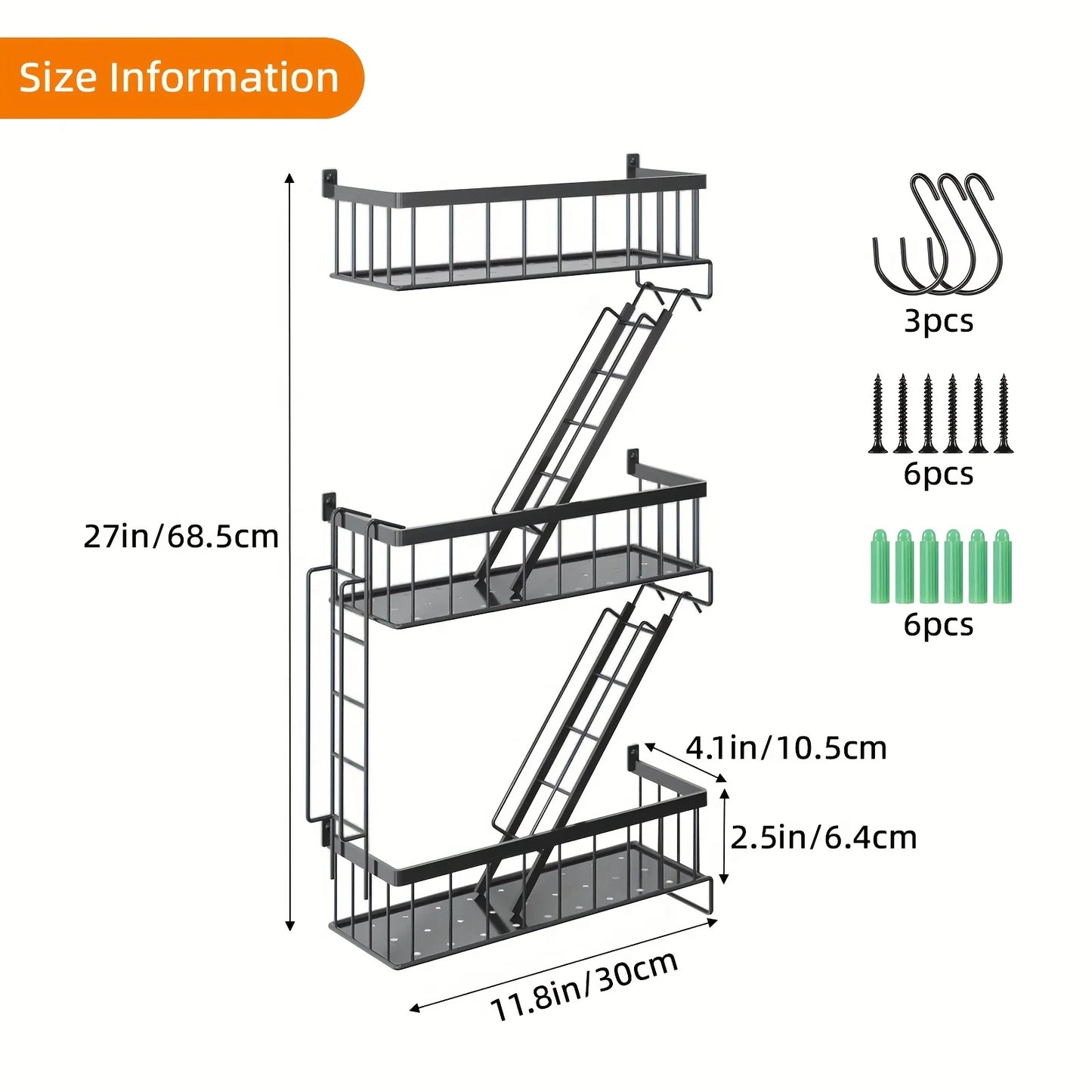 TOMNK Fire Escape Wall Shelf 3 Tier Ladder Floating Shelf Black Metal Decor